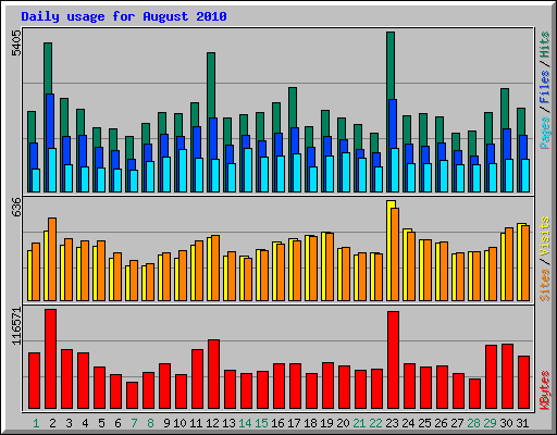 Daily usage for August 2010