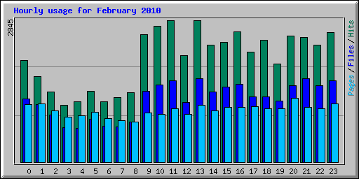 Hourly usage for February 2010