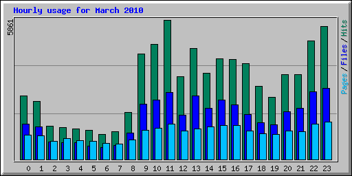 Hourly usage for March 2010